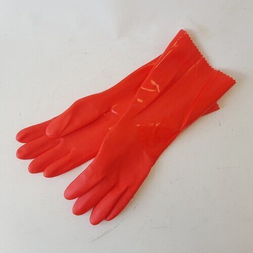 Перчатки на флисе красные 40см р 8-9 (10шт) (Сиб Сад)